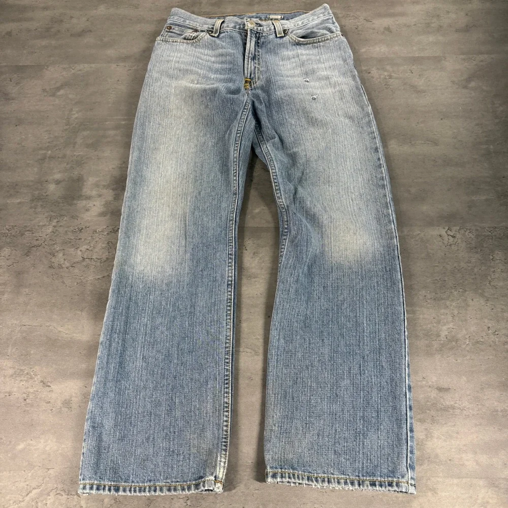 Polo Ralph Lauren Jeans Womens 16 Light Blue‎ Straight Leg Distressed Denim Y2K